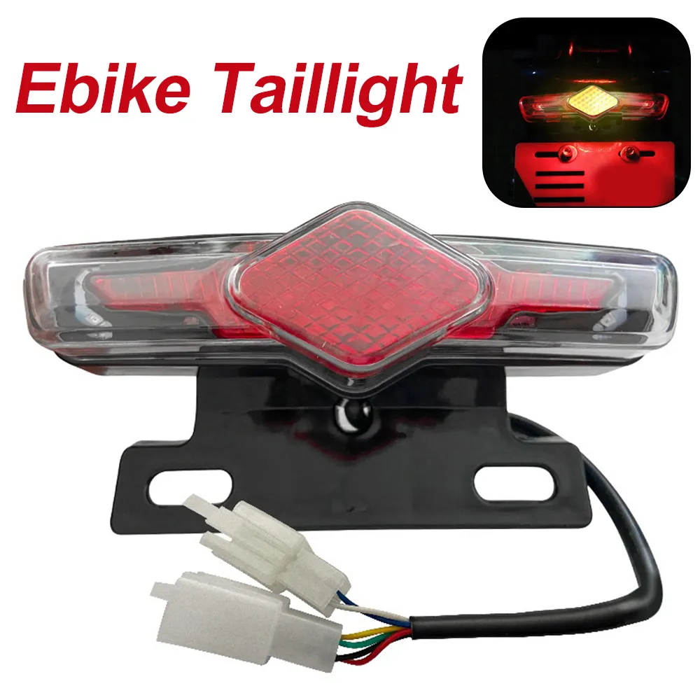 36-60V E-Bike Trow Light Freio Plashing Destaque Tail Luz à prova d'água Aviso de segurança Lâmpada traseira para acessórios de bicicleta elétrica