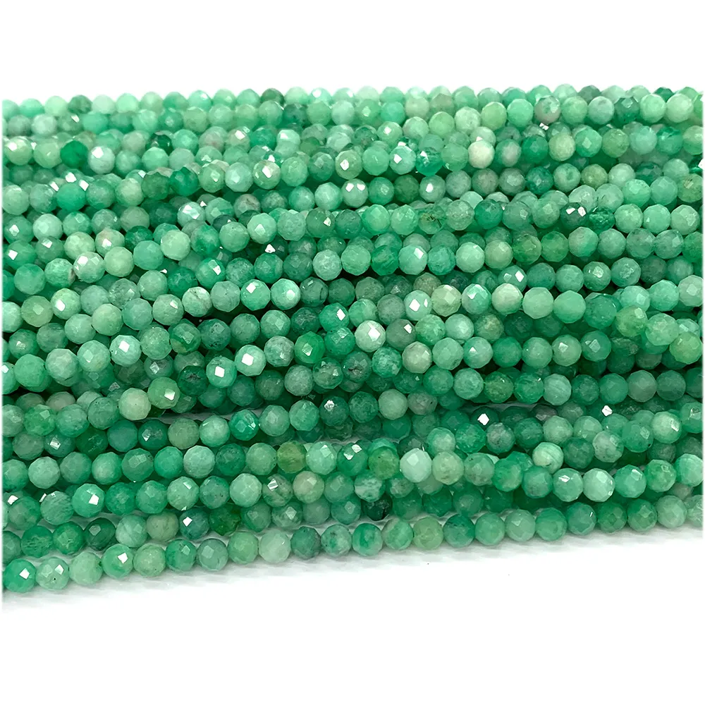 Veemake Natural Green Emerald Cround Careed Small Beads Подлинные драгоценные камни 07940