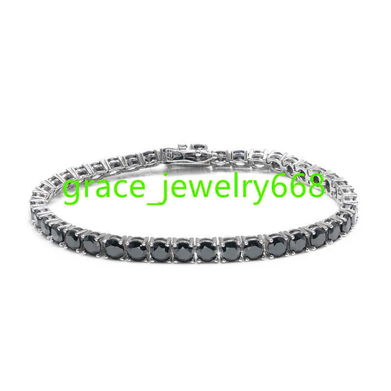 Prix en gros Iced Out Black Moissanite Tennis Bracelet 925 STERLING Silver 3 mm 4 mm 5 mm Collier de tennis en diamant Moishite Diamant