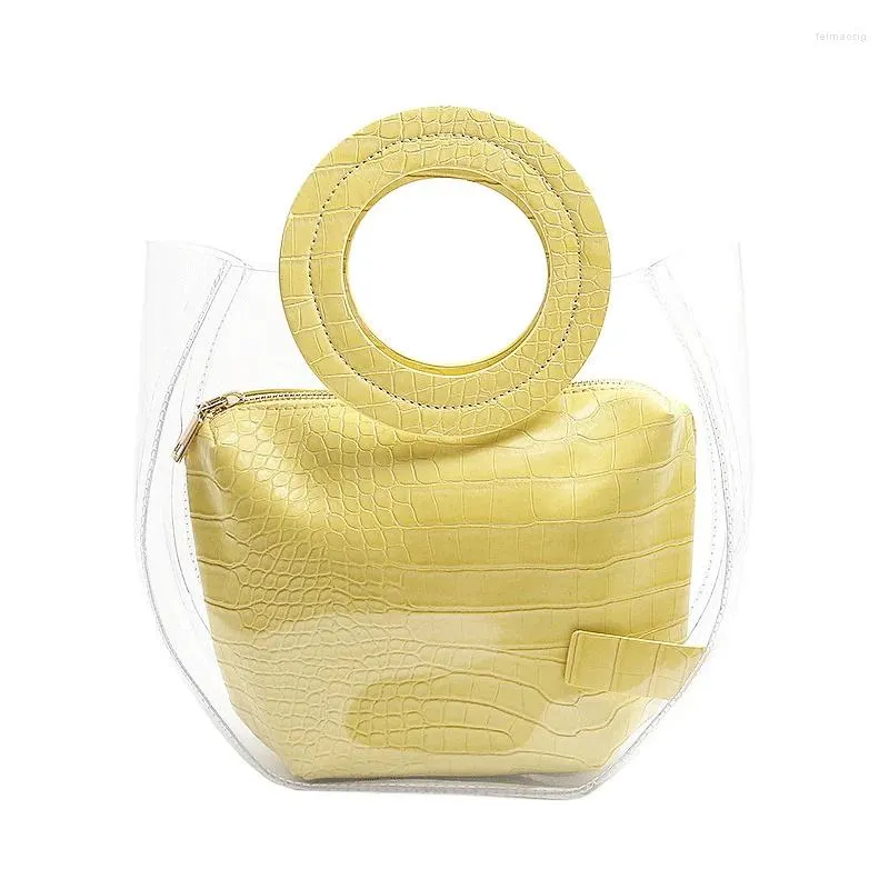 Totes Sommer Beach Bags weiblich Mode Süßigkeiten transparent klare Gelee Composite -Tasche Handtaschen Clutch Sack Ein Hauptsacoche Homme