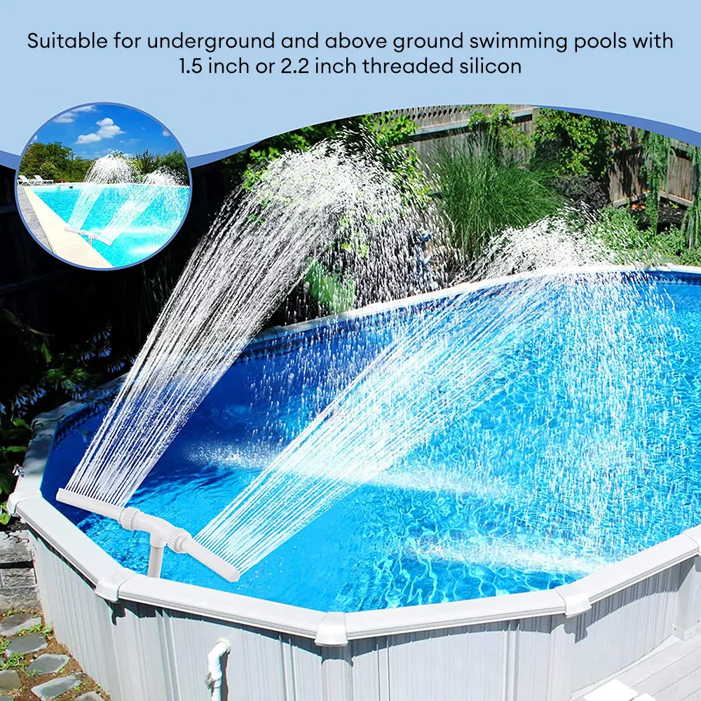 Swimming Pool Waterfall Fountain Kit Double-jet Feature Water Spay Pools Spa Decorations Easy Install Swimming Pool Accessories