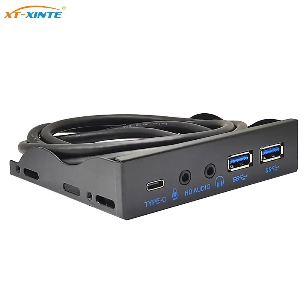 Hubs 19pin 5 Porta USB Hub painel frontal Combo Suporte USB 3.0 Usb2.0 Adaptador de cubo TypeC para PC Desktop 3.5 "FDD Fluppy Disk Disk Bay