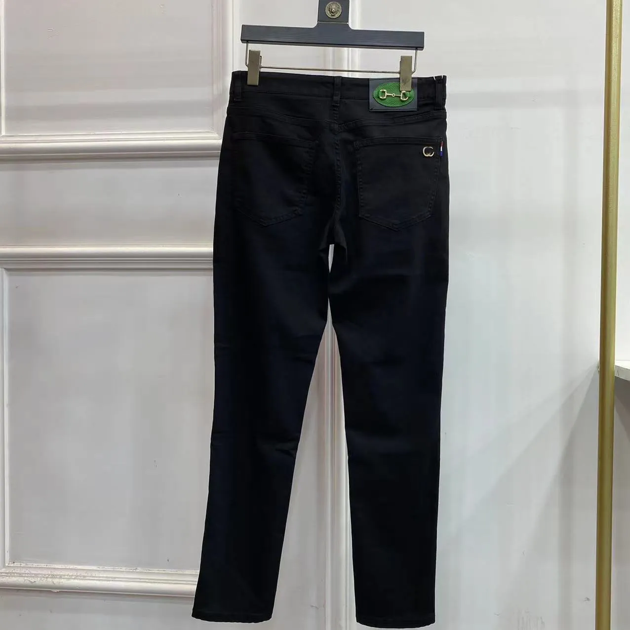 Printemps / été élégant élégant marque de mode haut de gamme lourde artisanat lavé les produits européens lavés élastiques slim small small jambe jeans