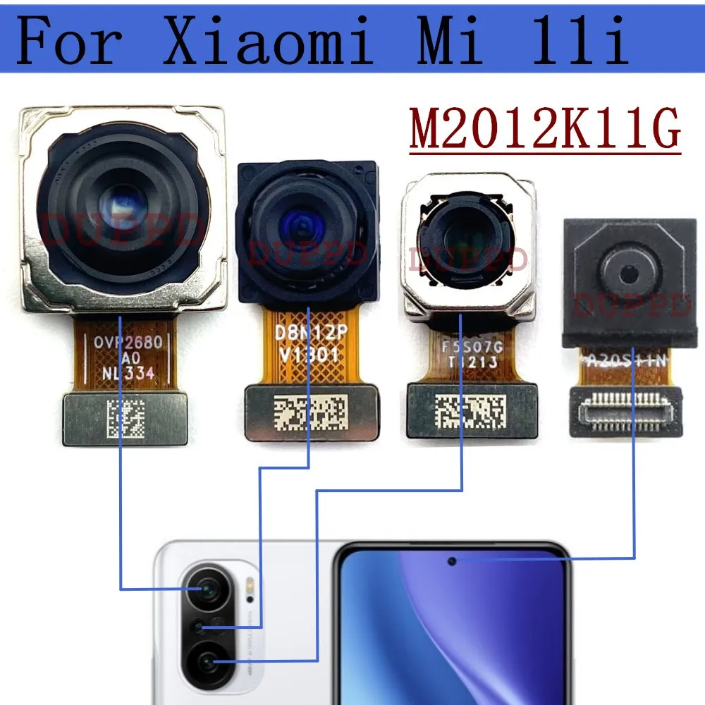 Original bakre kamera för Xiaomi Mi 11i M2012K11G Front Facing Selfie Backside Big Main Back Camera Flex Cable M2011K2C M2011K2G