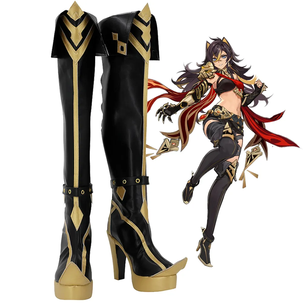 Jeu anime genshin impact dehya cosplay chaussures roleplay fantasia cosplay costume accessoires féminins bottes halloween déguise accessoires