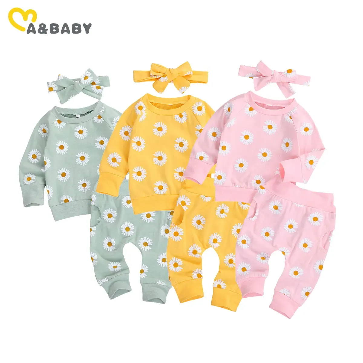 Hosen Mababy 018m Blume Neugeborene Kind Baby Kleidung Set Langarm Sweatshirts Tops Hosen Outfits Herbstkostüme