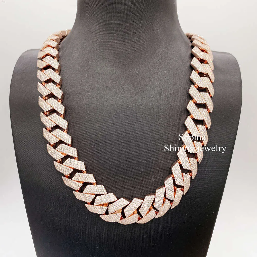 2024 20mm Miami Kubanische Halskette Labor Diamonds Makellose VVS Moissanite Weißgold Kubanische Verknüpfungskette