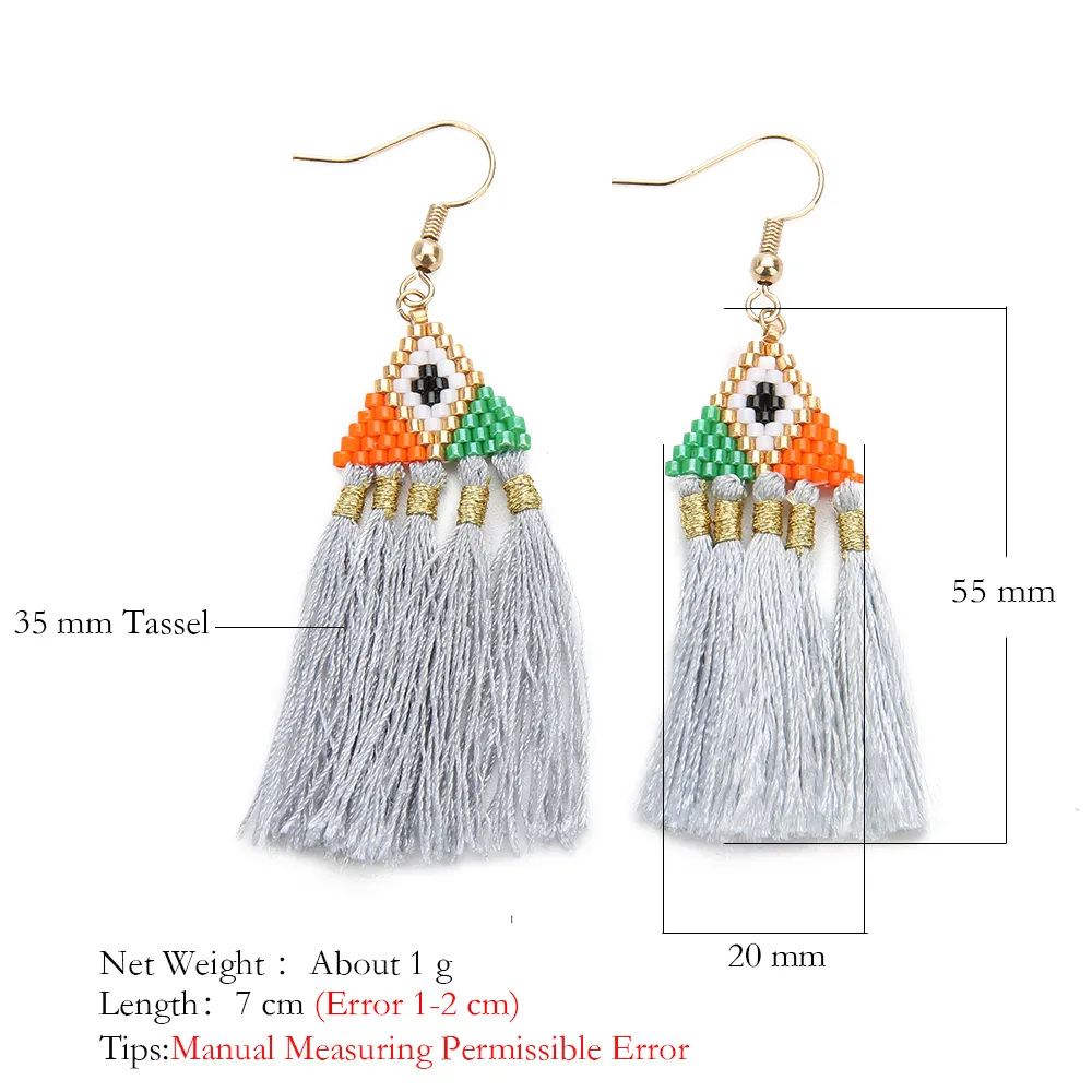 Go2BOHO Aboriginal Quaste Ohrringe Böhmen Triangle Miyuki Samen Perlen Retro -Ohrringe Accessoire für Frauen