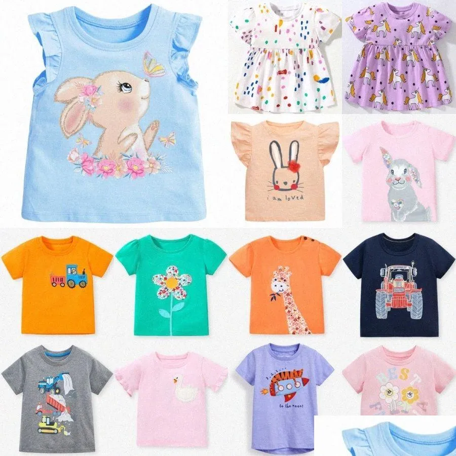 티셔츠 키즈 키즈 소녀 소년 짧은 소매 tshirts 캐주얼 어린이 만화 동물 꽃 인쇄 티 아기 셔츠 유아 유아 여름 otwm9
