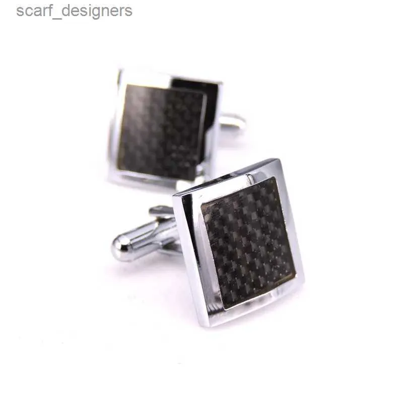 Cuff Links Hyx Fashion Bufflink 1 par de aço inoxidável quadrado prateado vintage masculino presente de casamento clássico links de manguito grátis y240411