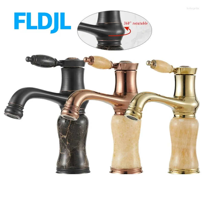 Bathroom Sink Faucets FLDJL Basin Brass Deck Mounted Rose Gold Mixer Tap Single Handle Hole And Cold Washbasin