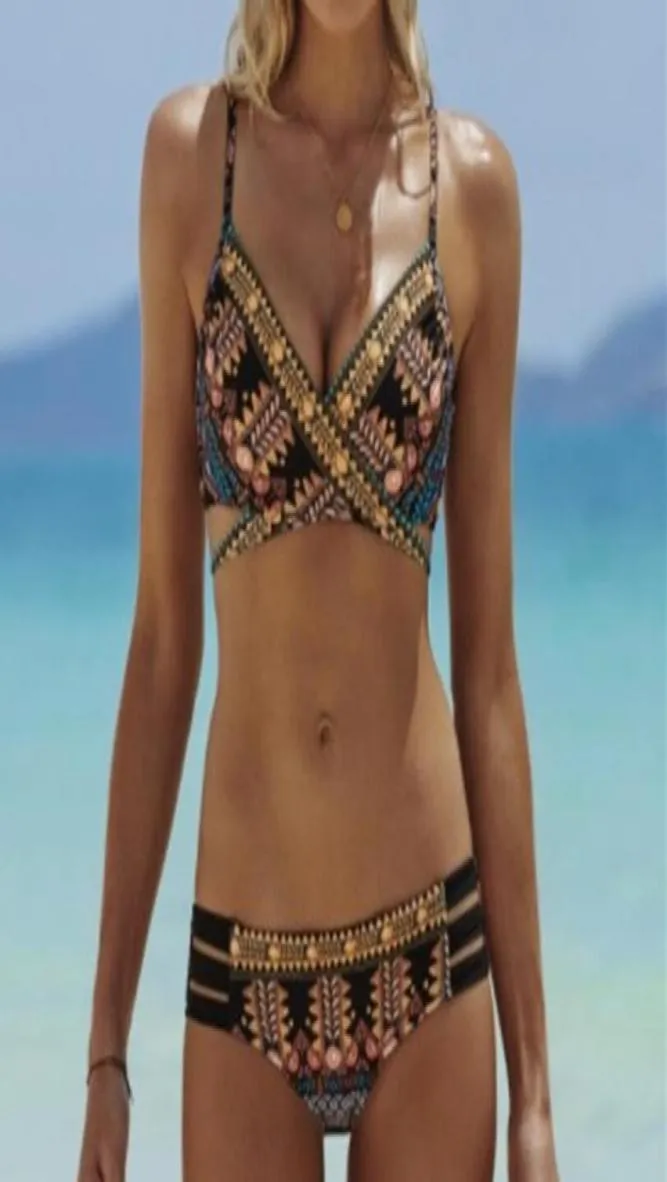 Summer Womens Sexy Designer Swimwear Ny justerbar rem folkkust Bikini baddräkt mode tryck kvinnor baddräkter5343613