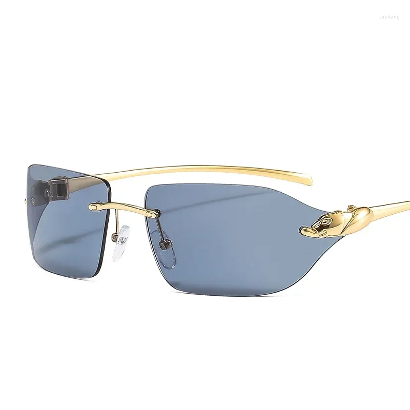 نظارة شمسية DT remless صغيرة مربعة النمر الساق للنساء الرجال المصمم تدرج نظارات الشمس سبيكة UV400