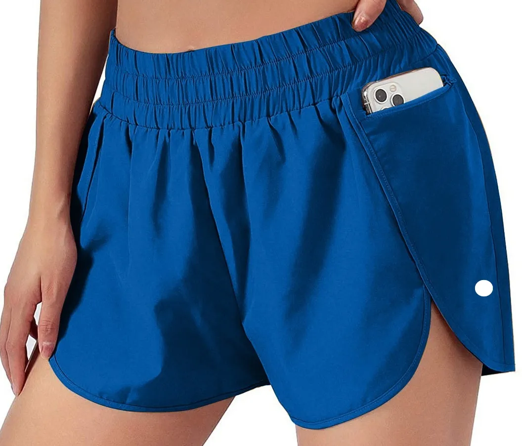 Ll kvinnors sport och fitness shorts elastisk midja springa shorts anti promenad lätta lösa fitness byxor falska två yogabyxor