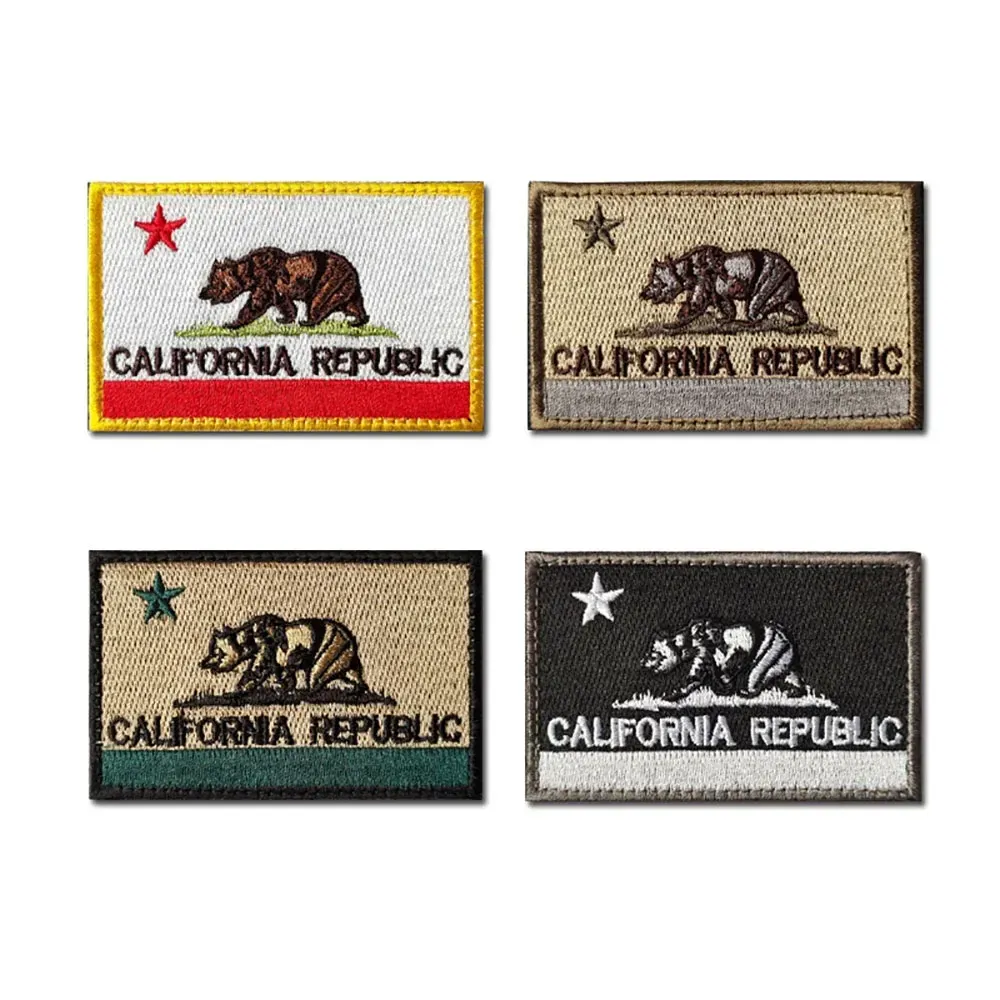 Kalifornijska republika flaga haftowa opaska na arm tkaniny Naklejki Nowe niedźwiedzie taktyczne wojskowe plastry hookloop plastry odznaki