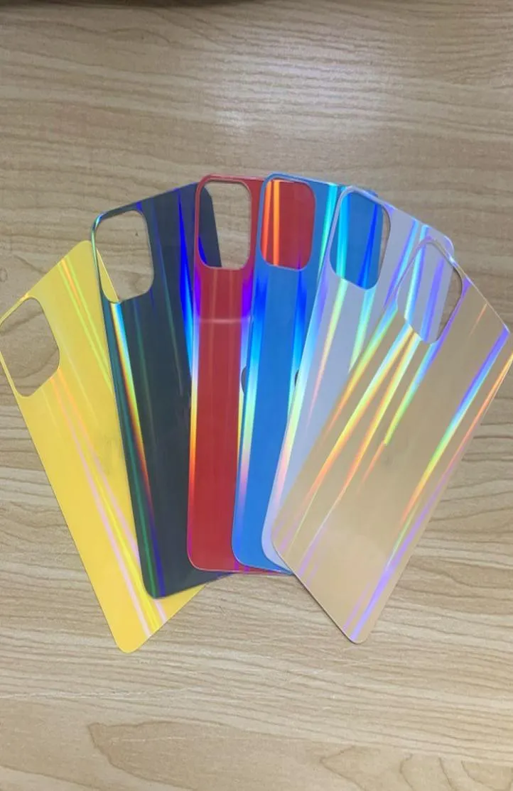 iPhone 11 Pro Max Holographic Stickes Holo Films 200pcs2657861 용 3d Hologram Back Tempered Glass 스티커 보호자 필름