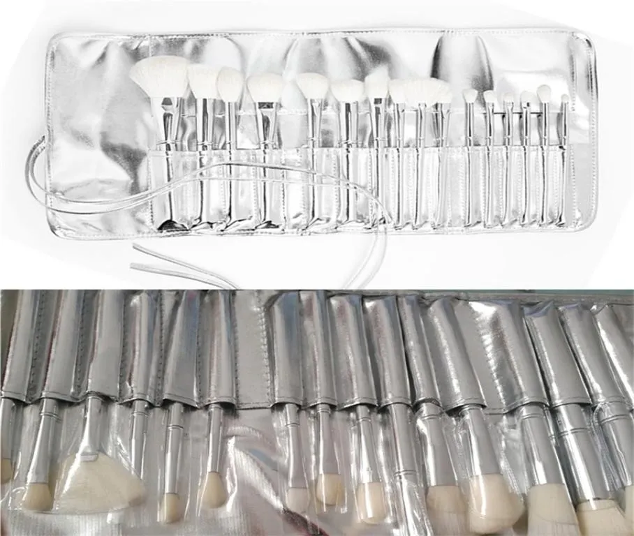 Kylie Jenner Makeup 16pcsset Silber Farbe Metallrohr Weiches Haarbürsten Kosmetik Schönheitstools Toilettenkit mit Bag8383713