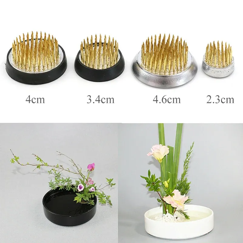 Rund metall stift blomma insats bas japansk ikebana kenzan blommor grodkonst fast arrangerande verktyg blommor nål