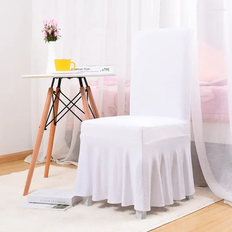 Chair Covers White Pleated Polyester Spandex Cover Stretch Slipcovers For Wedding Party Dining Banquet El Decoration