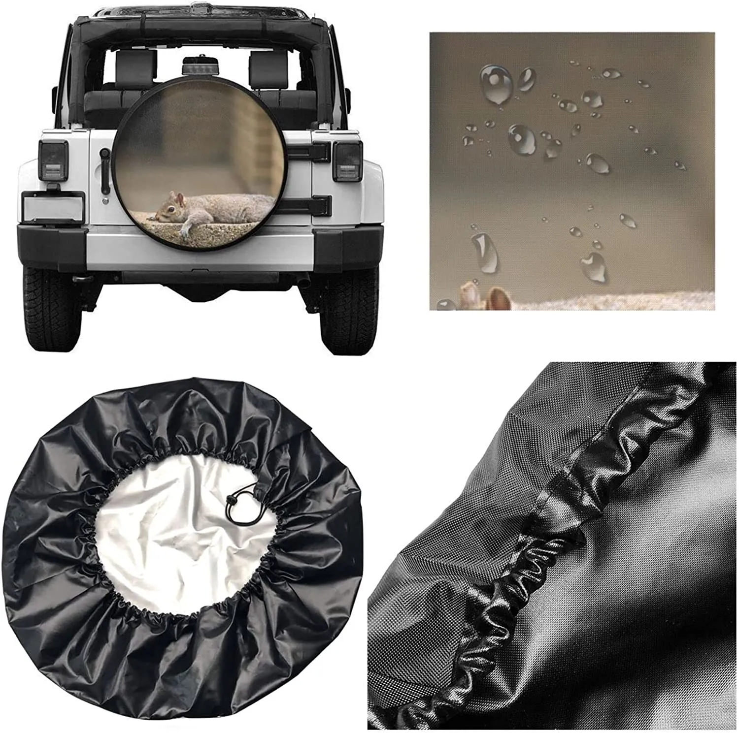 Squirrel Just Laying Print Spare Tire Cover Waterproof Universal Wheel Cover Dust-Proof Tire Wheel Protector 14" 15" 16" 17"