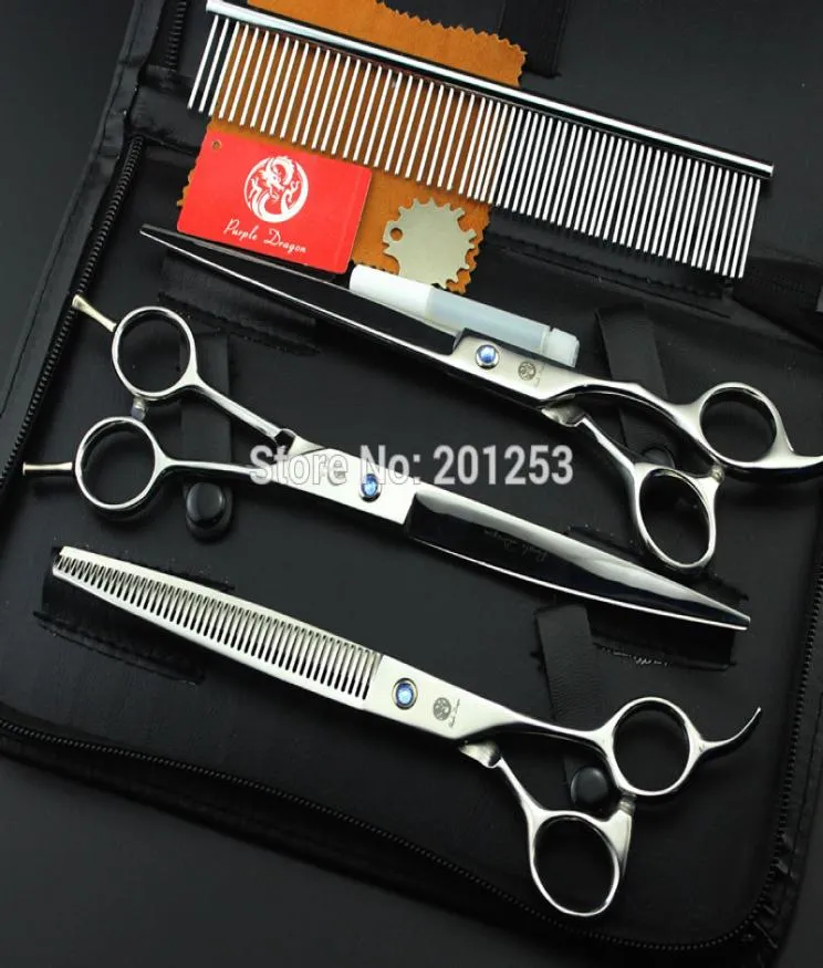 Hela husdjurskötsel sax set 8 tum professionell JP440C Dog Shears hårklippning rak krökt tunnande sax LZS06071205