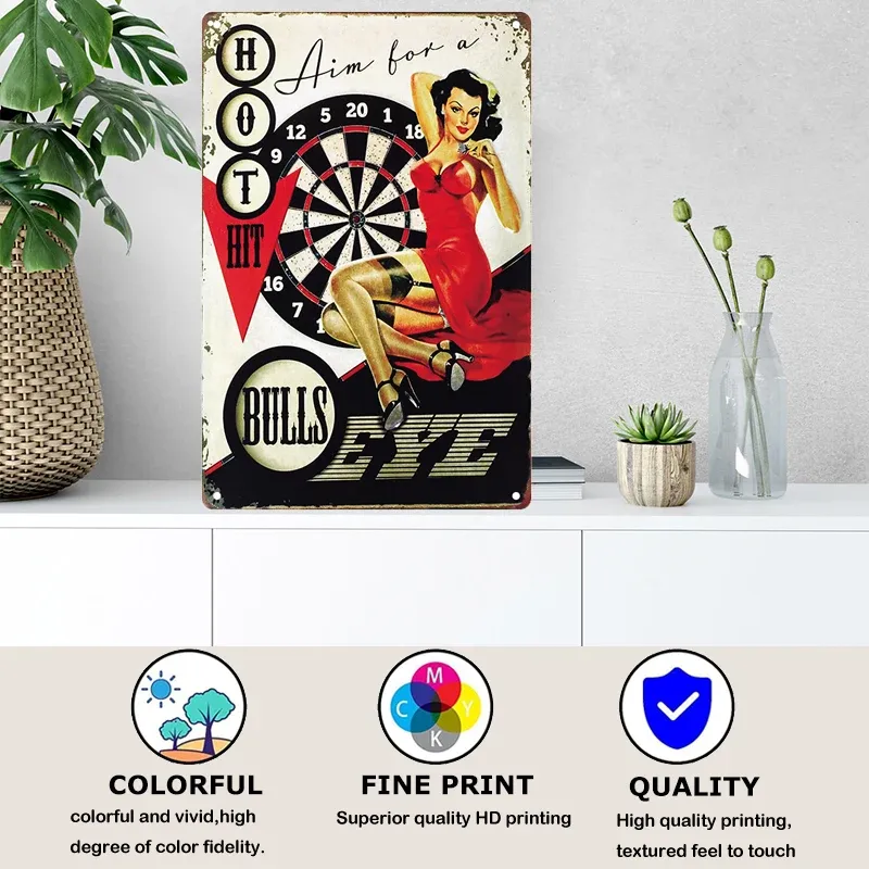 Darts Afrekenen Grafiek Thema Retro stijl metalen tinnen bord