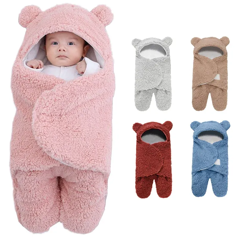 Animaux mignons doux nouveau-né couvertures enveloppement bébé bébé sommeil en peluche swaddle wrap garçons filles dormant le moelleux moelleux épaissis pendant 09 mois