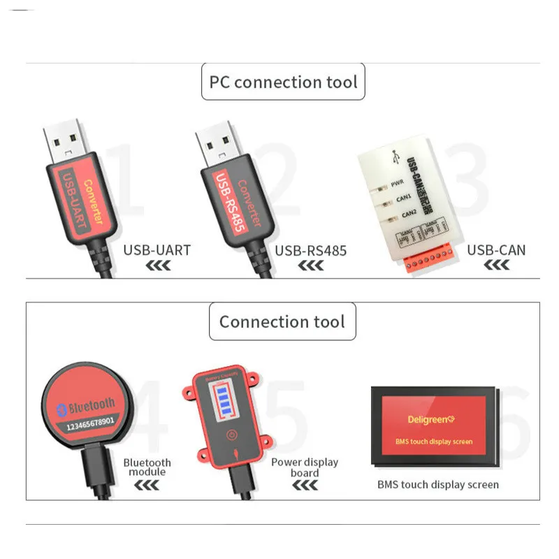 Smart BMS -onderdelen Bluetooth Module Light Board Soc kan in een dollar voor 16S BMS LifePo4 200A 4S tot 24s Daly Smart BMS Deligreen met BT