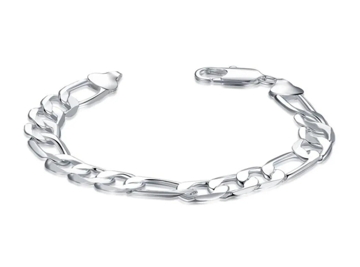 925 Bracelet серебряного очарования Men 10 мм 8 дюймов в длину фигаро 10 шт. Lot21619261185899