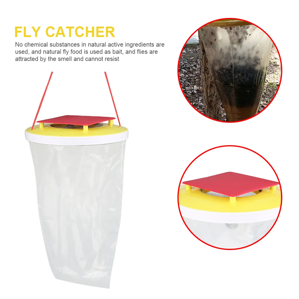Outdoor Disposable Hanging Fly Trap – Effective Catcher Station (2, 4, Or 6 Pack)