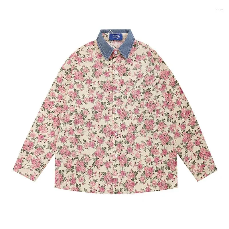 Jackets masculinos estilo hong kong retro chique as camisas de veludo floral chico