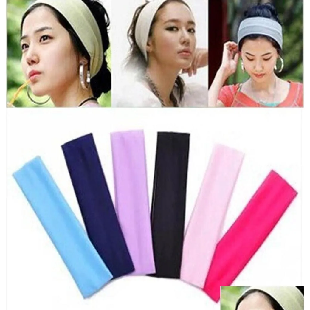 Accessoires de cheveux 205cm tout nouveau groupe de sueur Band Baska Basketball Gym Sport Stretch Head Zweetband Hoofd 19 Colors1676629 Drop Deli Otk0n