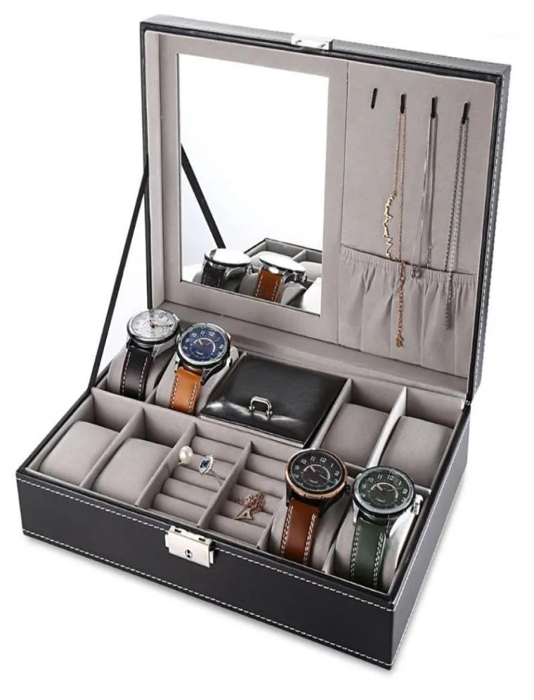 Multifunctional Watch Jewlery dispaly Box PU Leather Watch Earring Ring Necklace Cases Storage Casket Display Holder TOP quality19852574