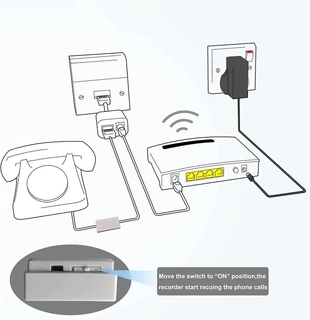 Mini enregistreur téléphonique, enregistreur de téléphone fixe de bureau