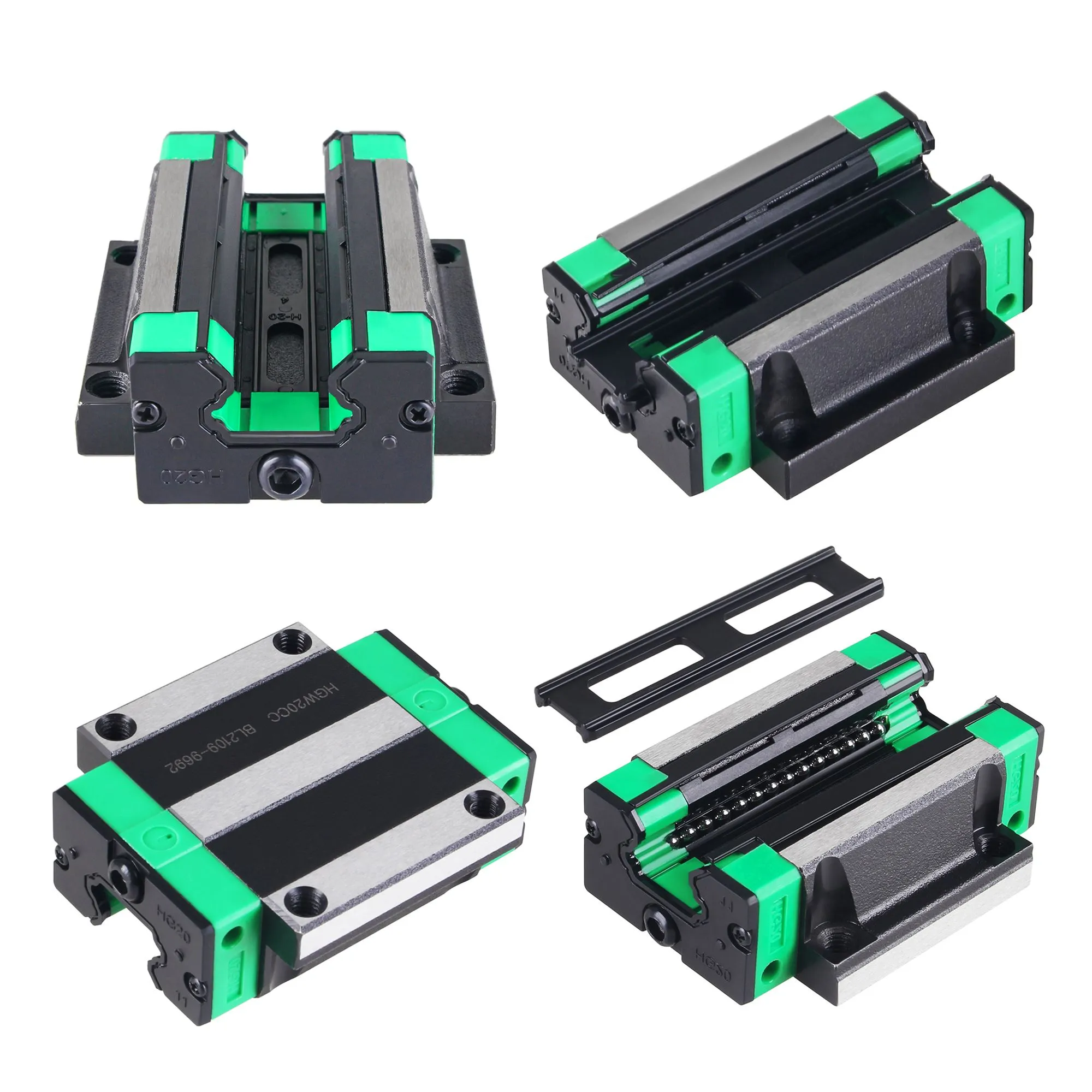 De Ru 2PCS HGR15 HGR20 Liniowy Square Guide Rail + 4PCS Block HGH15CA HGH20CA HGW20CC 200 300 400 500 600 1000 1500 1200 mm