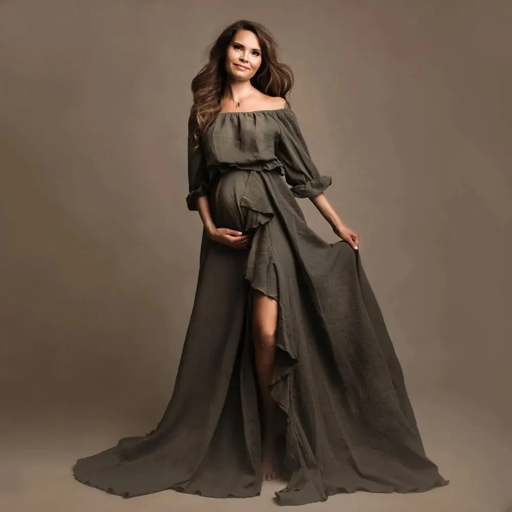 ankle length maternity dresses Angel Maternity Camille Maternity V Neck Evening Dress in Hunter Green