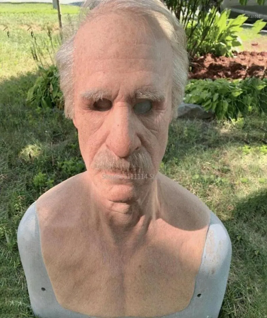 Andere Veranstaltungsparty liefert Halloween Realistic Latex Old Man Mask Verkleidungs Horror Großeltern Menschen Vollkopfmasken mit Haare Prop7622234