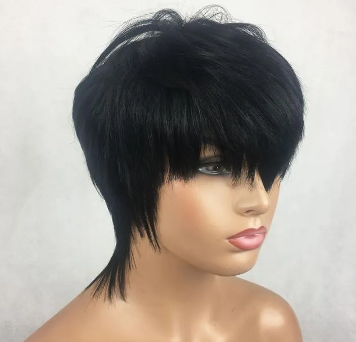 Vancehair korte pixie gesneden rechte remy menselijk haarpruiken voor vrouwen 150 gluess Not Lace Wig2907021