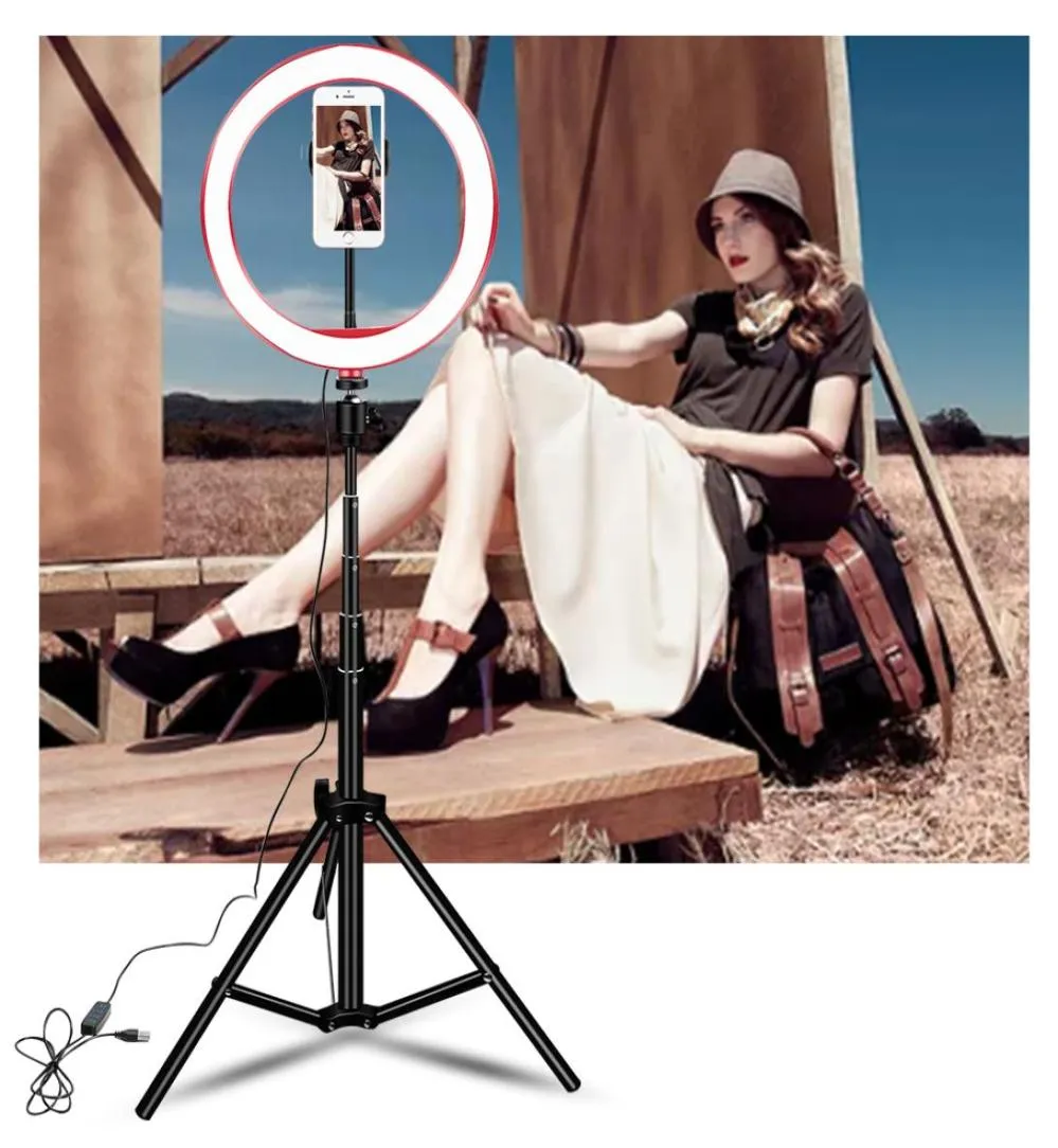 LED Selfie Ring Light 10inch Tripod Ringlight Extendable Stand 165cm Po Light for Makeup Live Streaming Youtube Video Lamp7014856