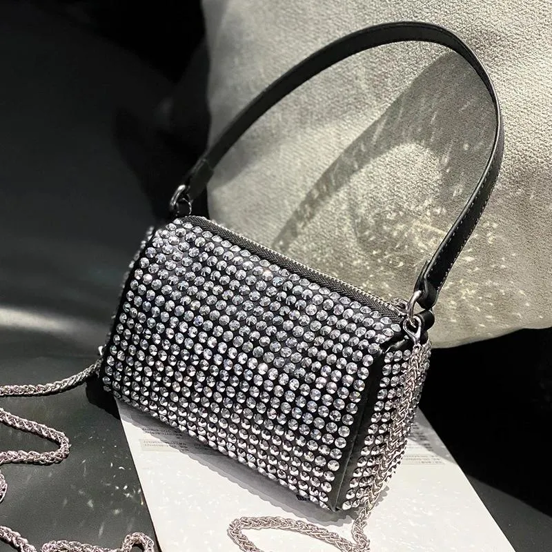 Сумки для плеча в стиле панк черные серебряные женщины бриллианты сумка сумка женщина из страшного хлайта.