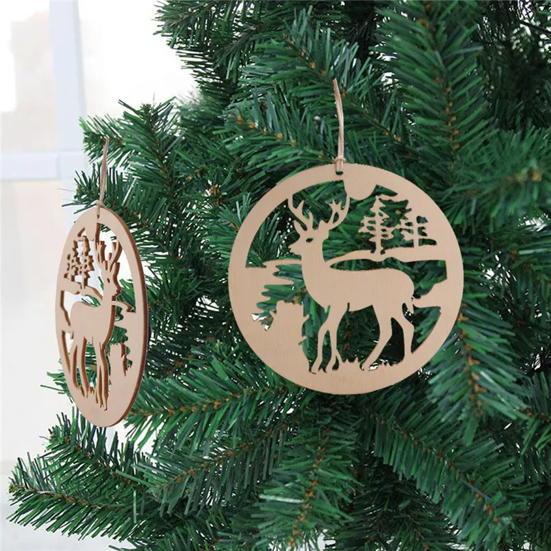 Creative Handmade Diy Hollow Carving Wood Crafts Christmas Tree Decorations For Home Xmas Ornaments Hanging Pendants Navidad