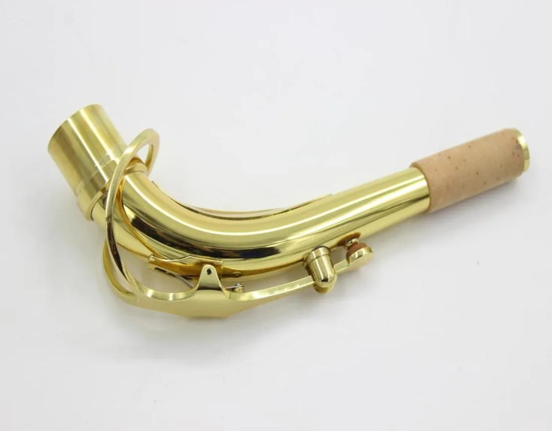 Mässing Gold Lacquer Alto Saxophone Musikinstrumenttillbehör Böj Neckan Ny ankomst Saxkontakt 1390251