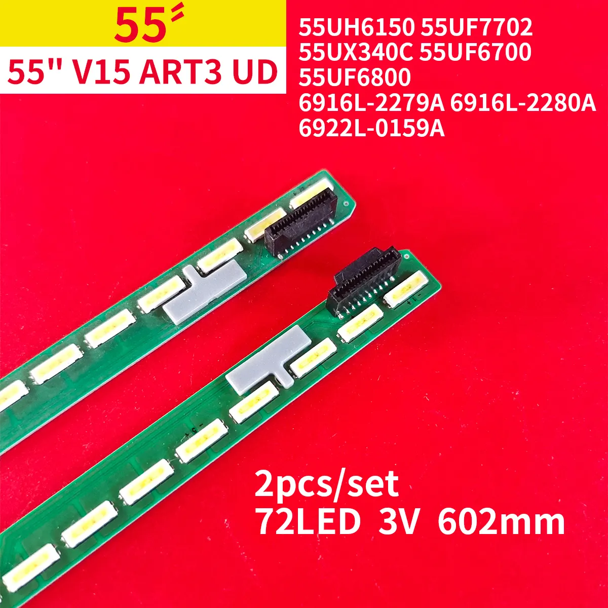 thumbnail image 2 of 2x LED Backlight Strips For LG 55-Inch TVs – Fits 55UH625V, 55uh6030, 55UF680V, 55SM8600PLA, And More – Replaces 6916L-2318A, 6922L-0159A 2 of 3