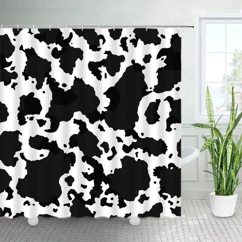Shower Curtains Black White Print Farm Animal Dairy Cowhide Pattern Fashion Bath Curtain Modern Fabric Nordic Bathroom Decor Set