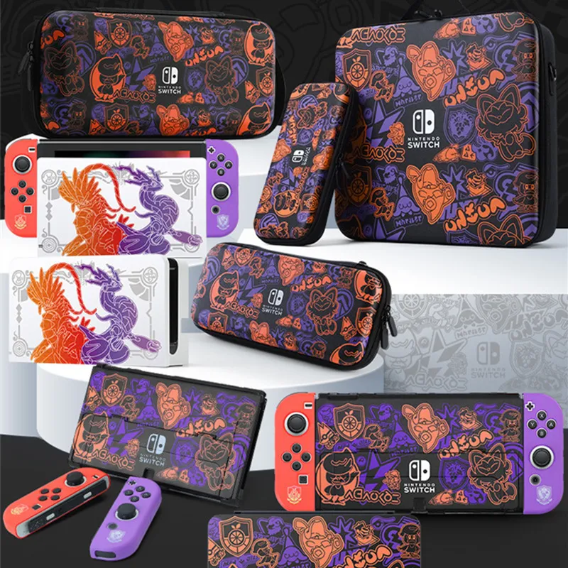 Scarlet Violet For Nintendo Switch OLED EVA Carrying Case Set Bag Base ...