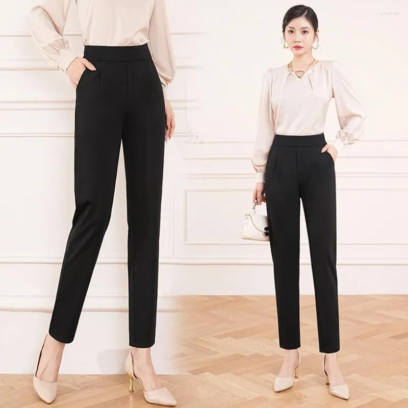 Spodnie damskie Koreańska wersja przyciętych 2024 wiosny i jesienne wysokie talia Slim Stopy Western Loose Casual Harlan Rzodkie