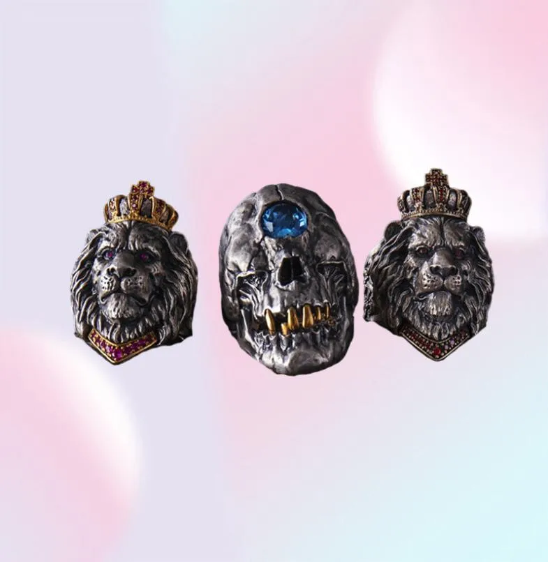 Punk Animal Crown Lion Ring For Men Male Gothic jewelry 714 Big Size6560588