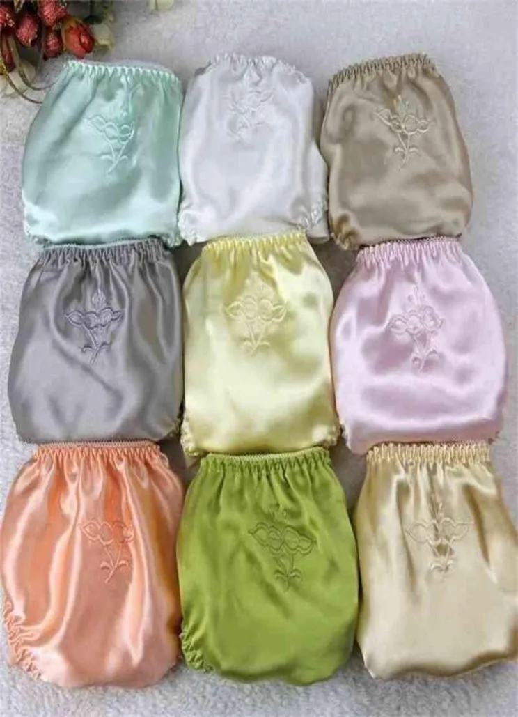 Kvinnor Silk Satin Panties Kvinnlig blommig broderi Underkläder 3PSC Pack Ladies Knickers Briefs 2107305691545