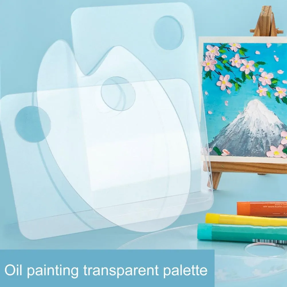 Palette de peinture transparente transparent le plateau de pigment de peinture à huile en acrylique transparent avec des accessoires de studio à trous de pouce