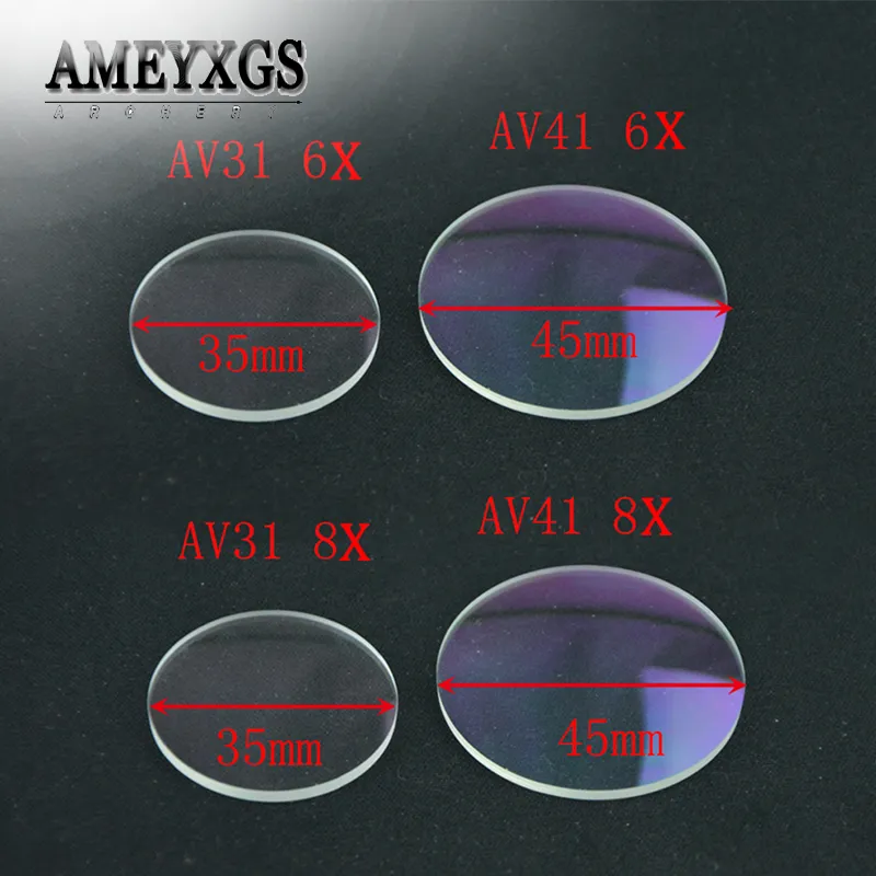 AV31/AV41 Compound Bow Sight Lens 6X/8X Archery Magnifying Glass Resin Single-pin Sight Lens For Bow And Arrow Hunting Shooting